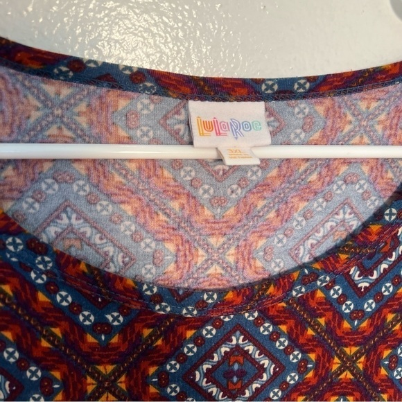 Lularoe Julia Bodycon Dress Blue Red Geometric - Picture 7 of 11